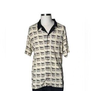 Bogey Boys Shirt Mens L All Over Print Collar Bowling Short Sleeve Golf